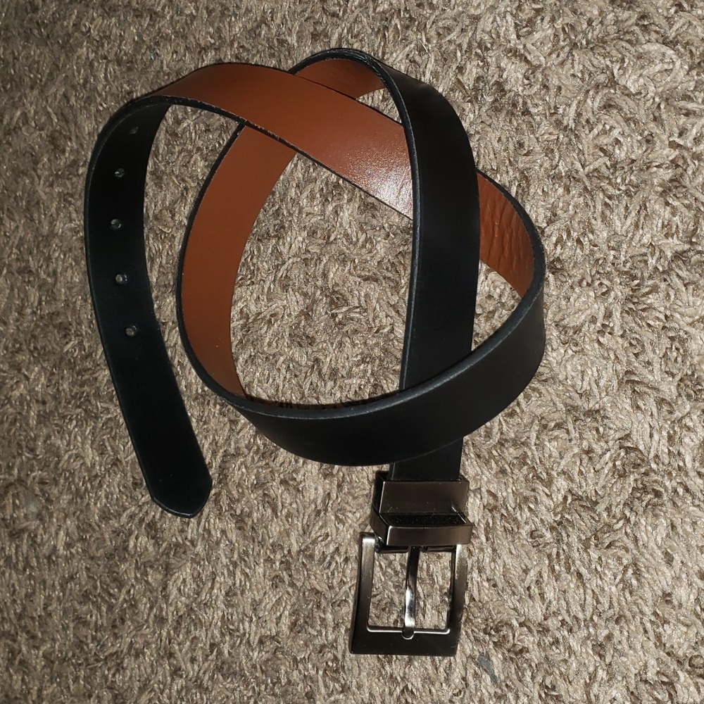 Boys Large reversible black/brown dress leather belt